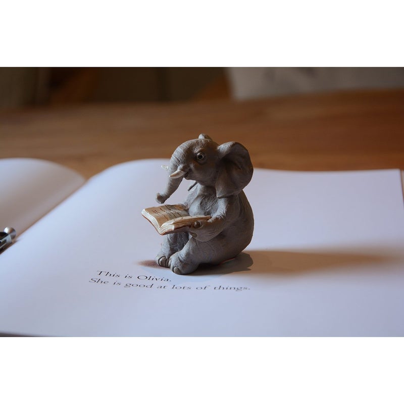 Top Collection Miniature Garden Elephant Reading Book, Gray - Image 3